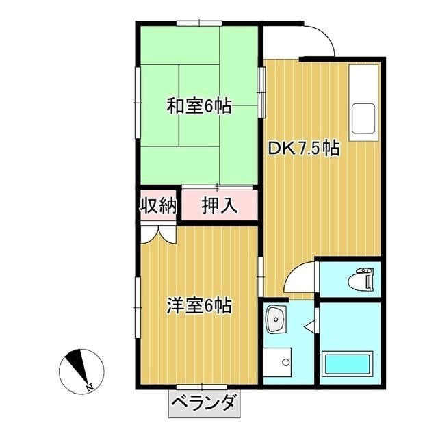 エクセレント林田(2DK/2階)の間取り写真