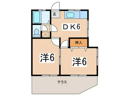 新川荘(2DK/1階)の間取り写真