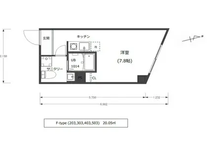 ウィズ高島平(ワンルーム/4階)の間取り写真