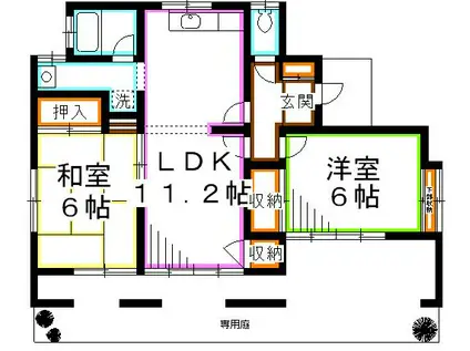 JR中央線 三鷹駅 徒歩29分 2階建 築34年(2LDK/1階)の間取り写真