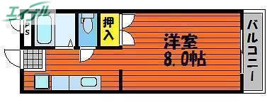 ワタナベマンション(1K/1階)の間取り写真