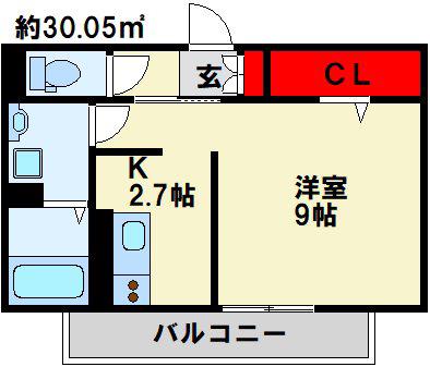 エルカーサ門司駅前(1K/1階)の間取り写真