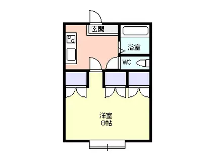 あこや かみむらA棟(1K/1階)の間取り写真