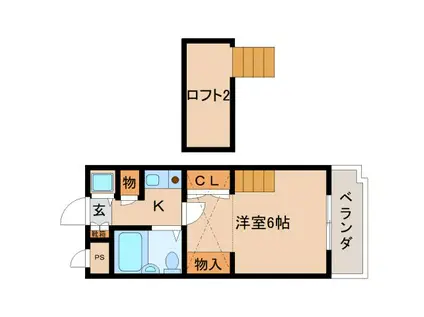 シティパレス西大寺北町P I(1K/1階)の間取り写真