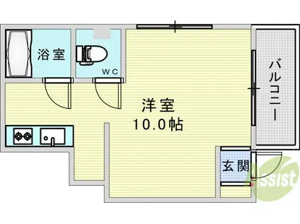 ライブハイツ(ワンルーム/2階)の間取り写真