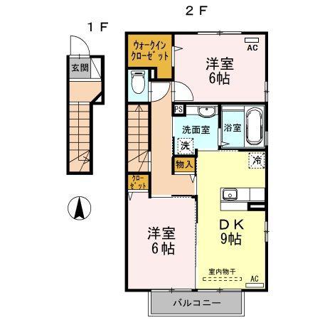 HIMIKOIII(2DK/2階)の間取り写真