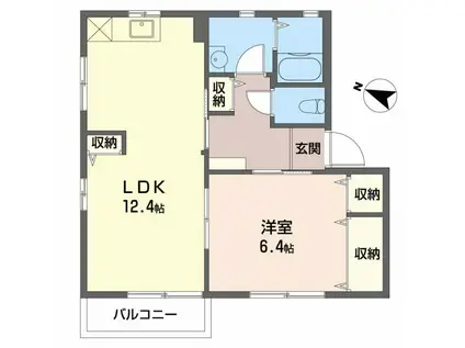 ウィズリーガーデンF(2DK/2階)の間取り写真