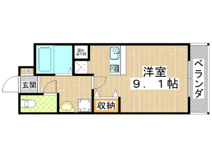 BORSARO(1K/3階)の間取り写真