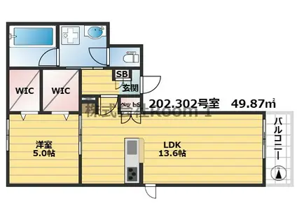 MAISON DE CHATON ABENO・旭化成ヘー(1LDK/2階)の間取り写真