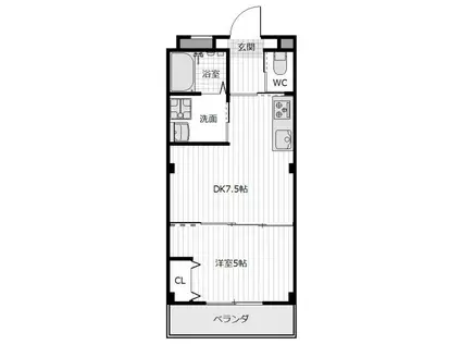 ピース・スクエア八万II A(1DK/2階)の間取り写真