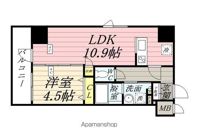 ZOOM東新宿(1LDK/3階)の間取り写真