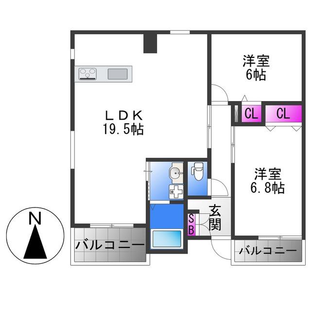 エトワールヴィル-R小阪本町レジデンス(2LDK/1階)の間取り写真