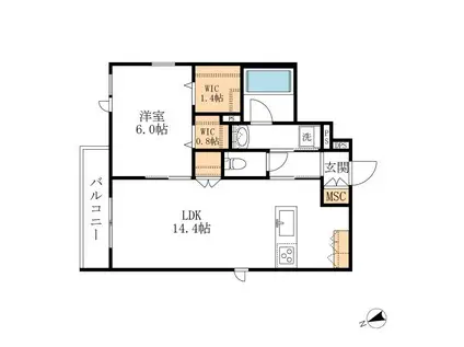 CORAIL BLANC(1LDK/2階)の間取り写真