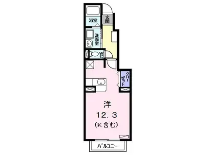 フィオーレ・KIII(ワンルーム/1階)の間取り写真