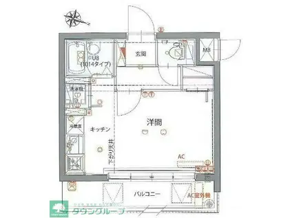 GENOVIA仲池上GREEN WALL(ワンルーム/2階)の間取り写真