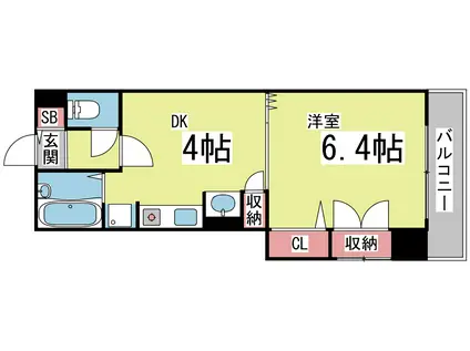 ドゥーベル六甲(1DK/1階)の間取り写真