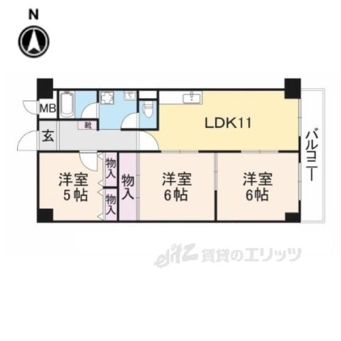 サンメゾン(3LDK/5階)の間取り写真