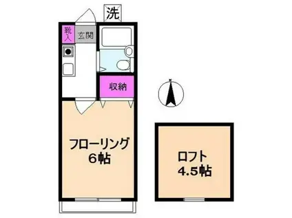 カーサ元町(ワンルーム/2階)の間取り写真