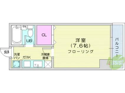 アーバン川内(1K/2階)の間取り写真