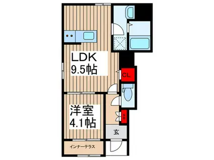 リーブルファイン葛飾西水元(1LDK/1階)の間取り写真