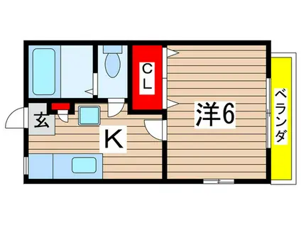 コーポ飯田(1K/2階)の間取り写真