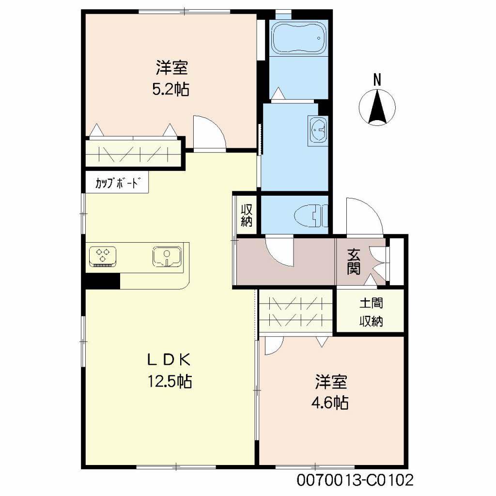 バリュージュシオンC(2LDK/1階)の間取り写真