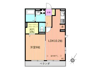 シェイディ レーン(1LDK/1階)の間取り写真