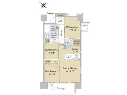 シティハウス巣鴨(3LDK/12階)の間取り写真