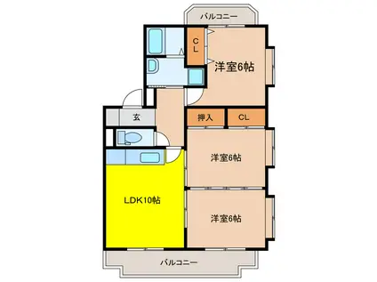 レジデンス峰坂(3LDK/3階)の間取り写真