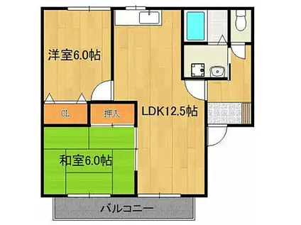 アミューズメント西町(2LDK/2階)の間取り写真