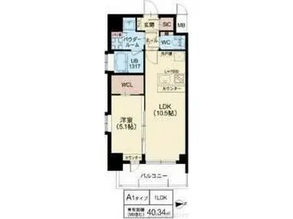 スプランディッド江坂III(1LDK/3階)の間取り写真