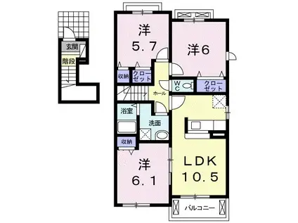 サンリット・ヴィラ(3LDK/2階)の間取り写真