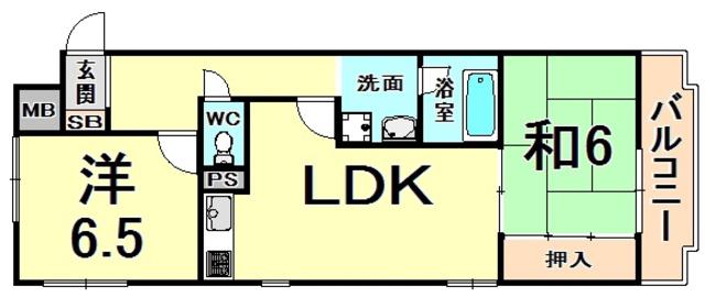 ラヴィール若宮(2LDK/2階)の間取り写真