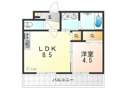 KTIレジデンス寺田II(1LDK/1階)の間取り写真