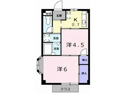 あうんハイツ(2K/1階)の間取り写真