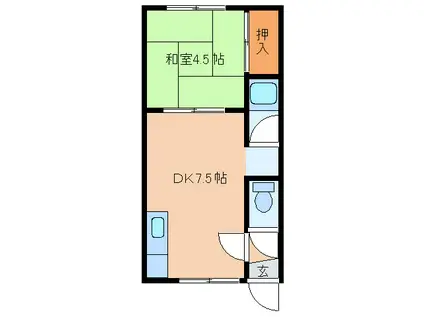 第2セントラル(1DK/1階)の間取り写真