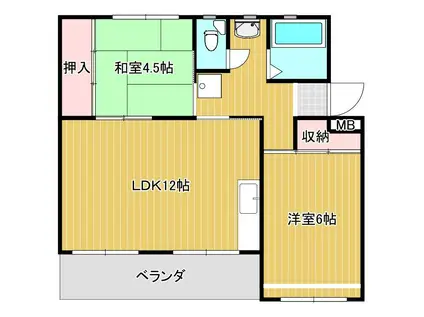 スカイコートあけの(2LDK/4階)の間取り写真