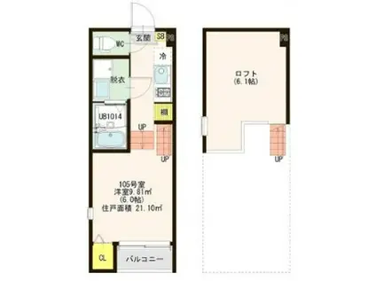 ハーモニーテラス原町V(1K/1階)の間取り写真