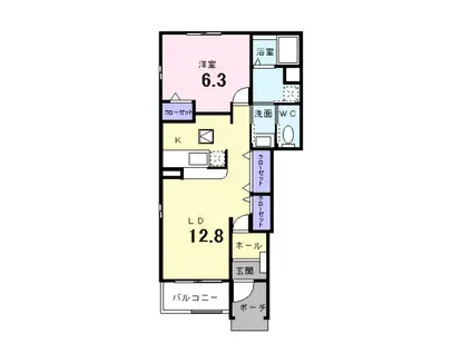 セレノII(1LDK/1階)の間取り写真