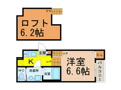 地下鉄名城線 名城公園駅 徒歩11分 2階建 築12年(1K/1階)の間取り写真