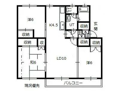 テレパレス旭川春光III(3LDK/3階)の間取り写真