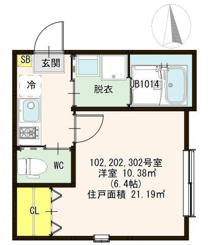 マンションMANA(1K/3階)の間取り写真