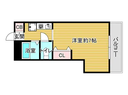 メゾン・ド・エレーヴ唐国(1K/8階)の間取り写真