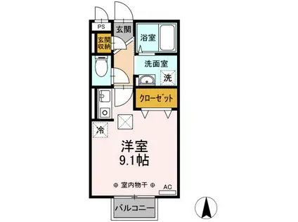 グランディ イグニス I(ワンルーム/1階)の間取り写真