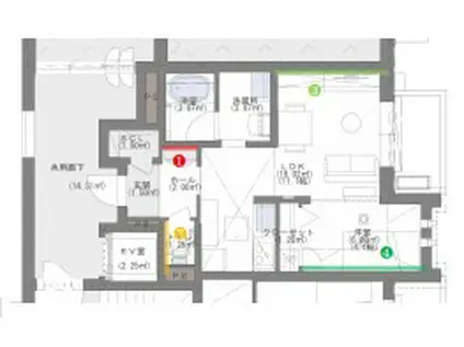 メゾン ド 平尾(1LDK/1階)の間取り写真