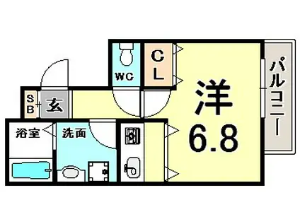 プレサンス三宮花時計前(ワンルーム/10階)の間取り写真