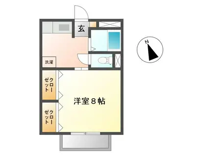 サザンクロス谷地(1K/2階)の間取り写真