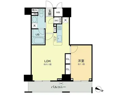 ベルファース本郷弓町(1LDK/14階)の間取り写真