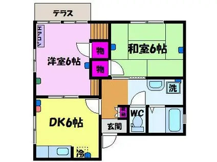 オ・テール銀嶺(2DK/1階)の間取り写真