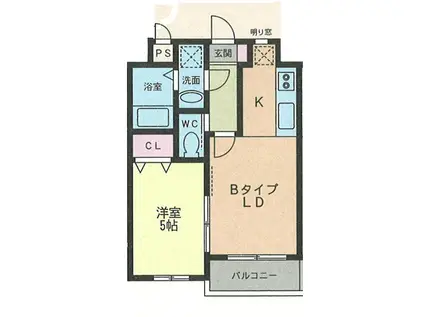 エクセル相模大野 B(1LDK/2階)の間取り写真